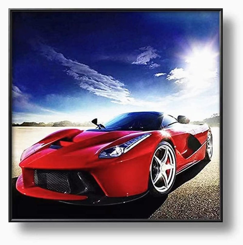 NIHOJIUMA NIHO-JIUMA Diamond Painting Kits Red Sports Car, DIY 5D Full Drill Diamond Art Gift for Adult/Teen, Home Decoration (30x30cm/12x12 Inches) - Image 1